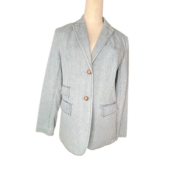 Orvis Women's Denim Blazer Sz 10 Light Blue Casual Jacket - Picture 1 of 9